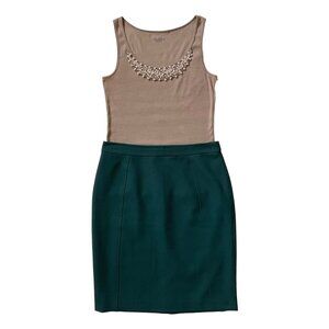 Embellished Tank + Evergreen Pencil Skirt 2-Piece Outfit — Women’s Medium & 10